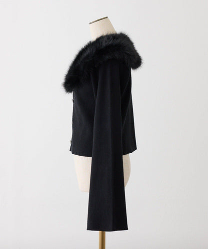 【HolidayCollection】毛領亮片紐釦針織衫