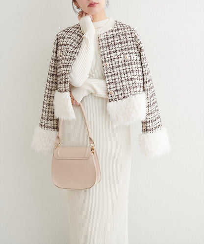 長毛絨花呢夾克