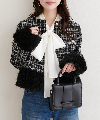 長毛絨花呢夾克