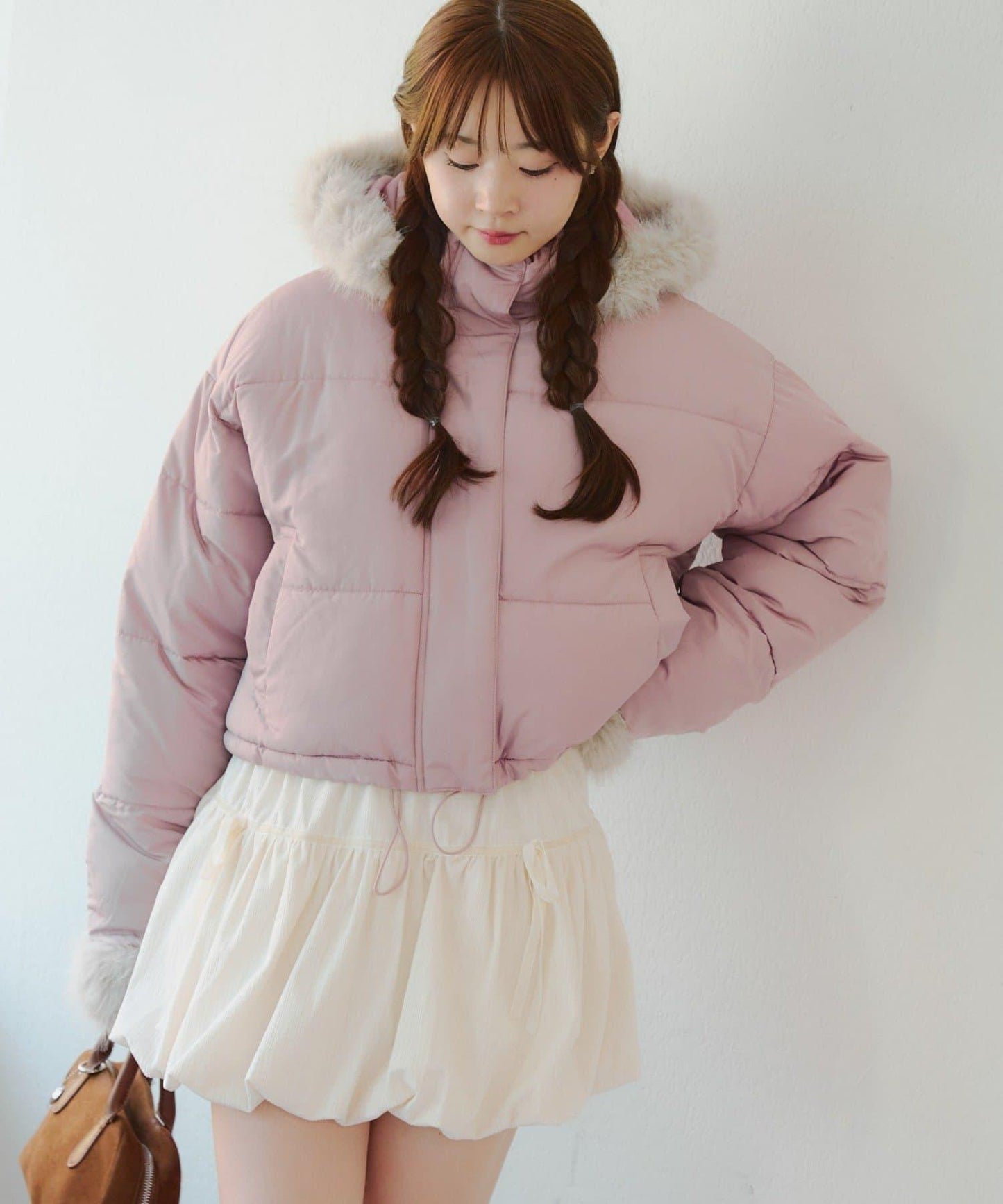 帶仿皮草拉鍊環保羽絨服