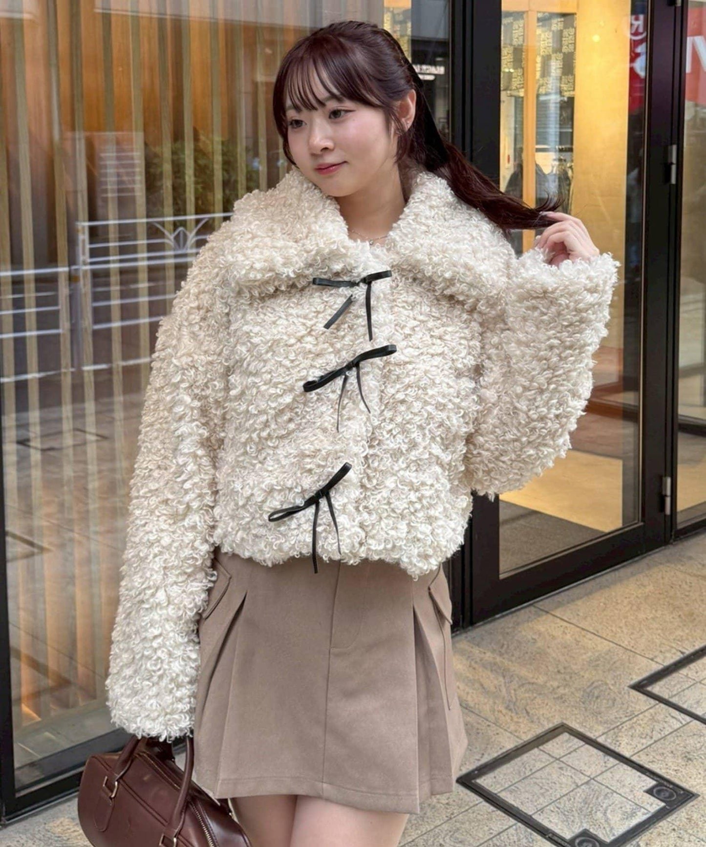 【可選兩種長度！】多功能蝴蝶結短絨夾克【官網！】