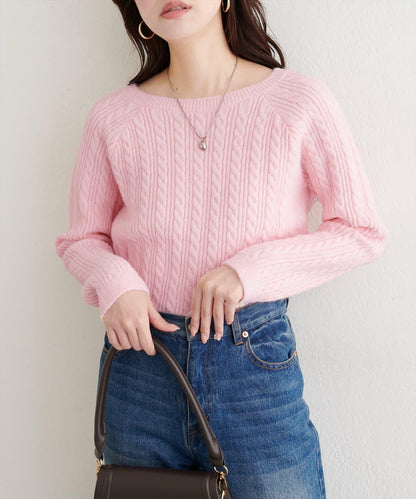 柔軟蓬鬆麻花針織套頭衫