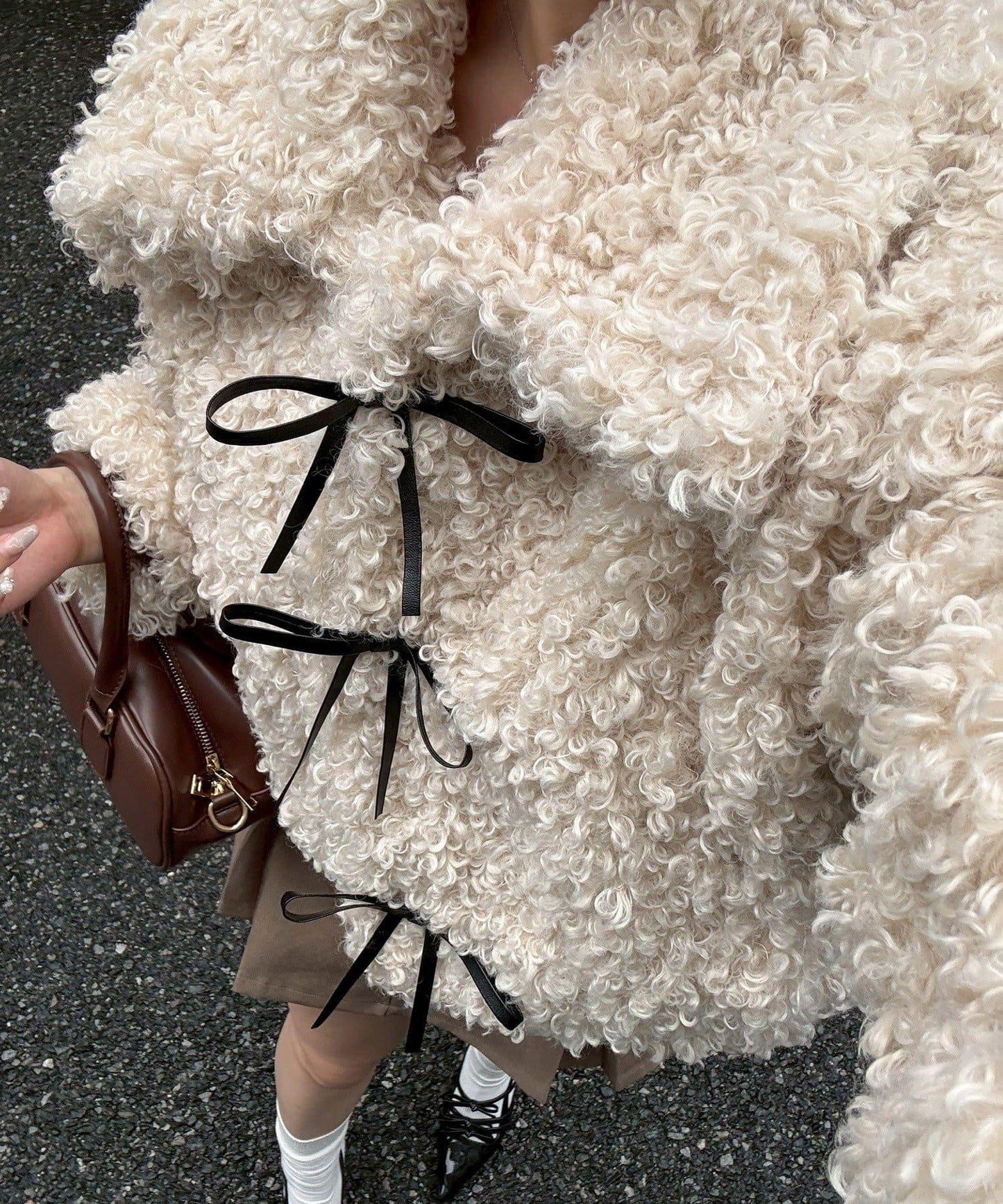 【可選兩種長度！】多功能蝴蝶結短絨夾克【官網！】