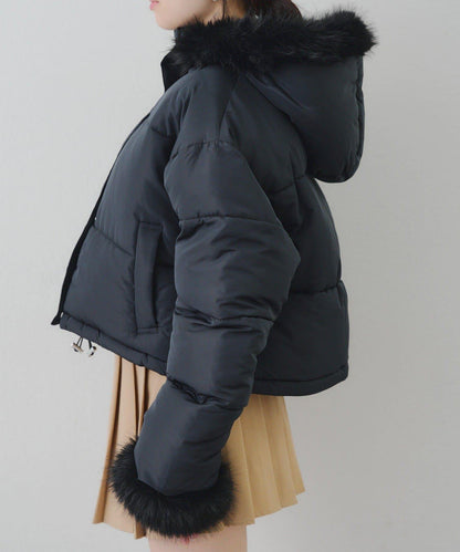 帶仿皮草拉鍊環保羽絨服