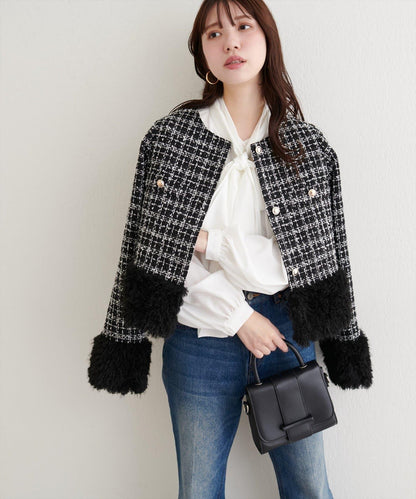 長毛絨花呢夾克