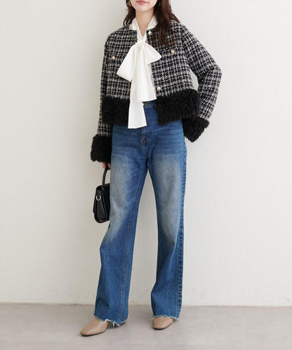 長毛絨花呢夾克