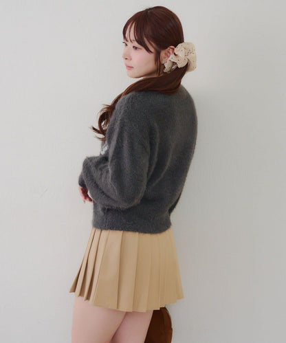 蝴蝶結圖案毛絨針織衫