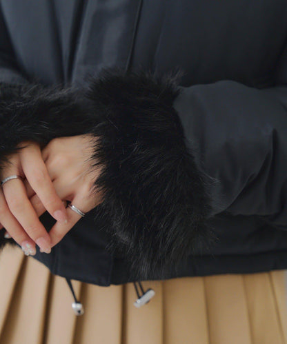 帶仿皮草拉鍊環保羽絨服