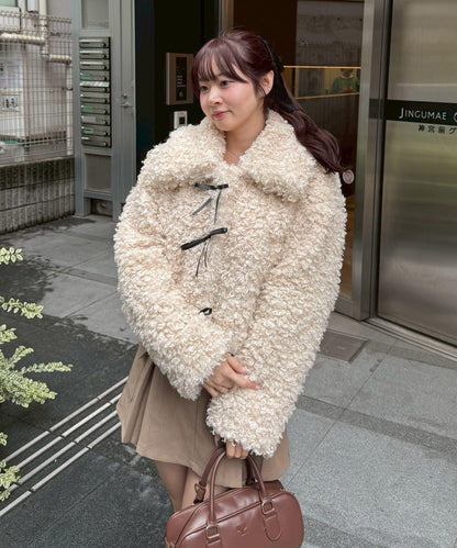 【可選兩種長度！】多功能蝴蝶結短絨夾克【官網！】