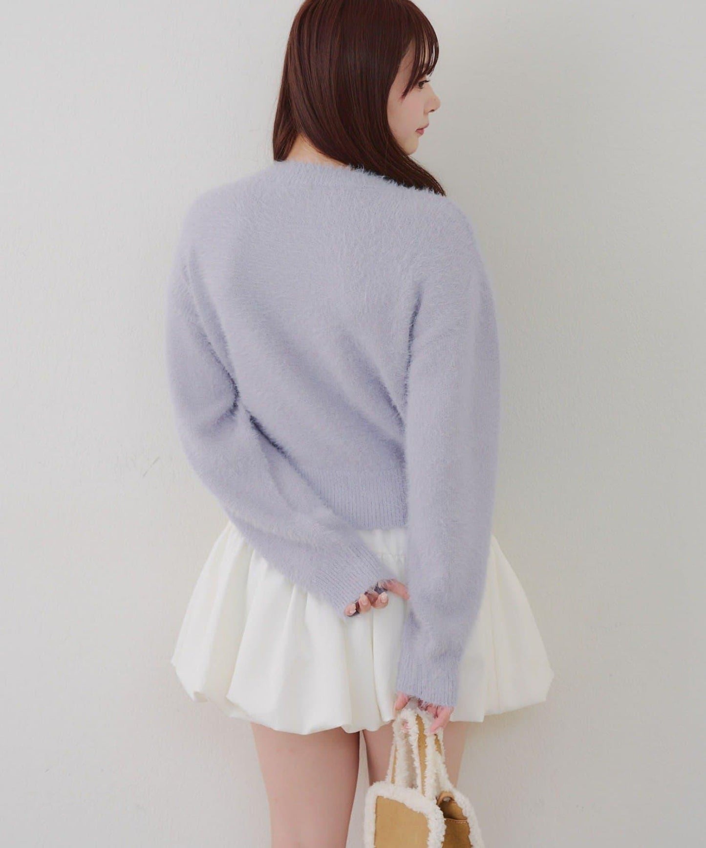 蝴蝶結圖案毛絨針織衫