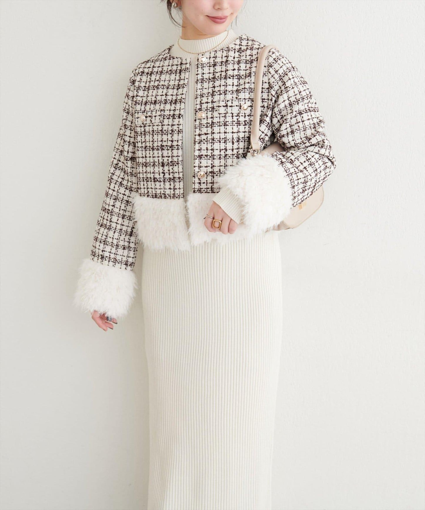 長毛絨花呢夾克