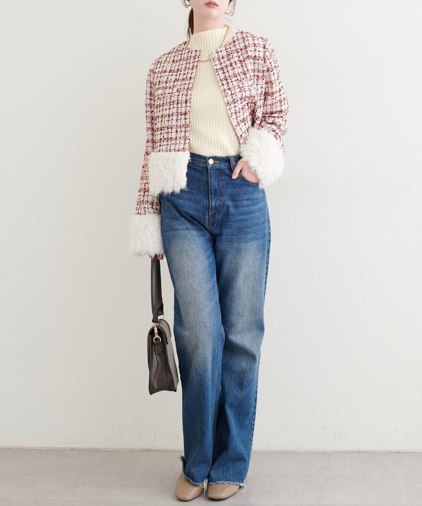 長毛絨花呢夾克