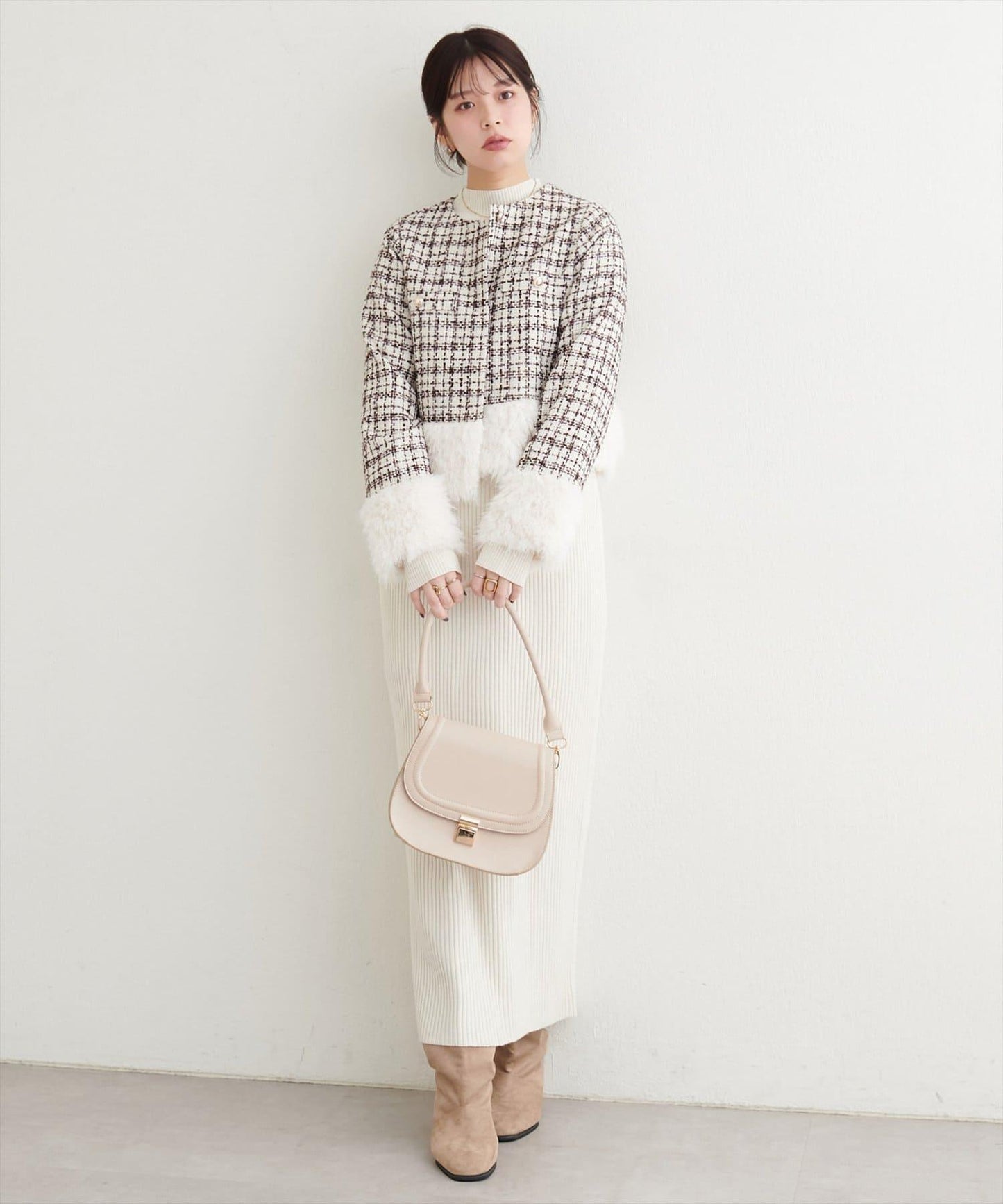 長毛絨花呢夾克