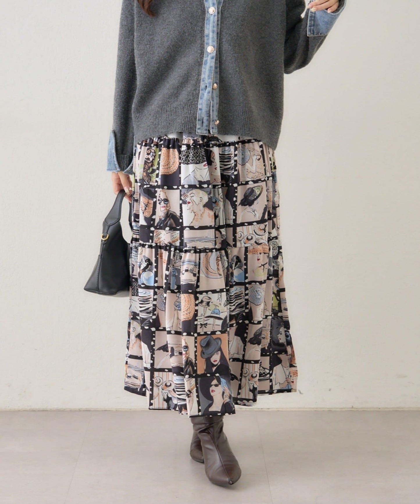 【NAO】藝術圖案喇叭裙