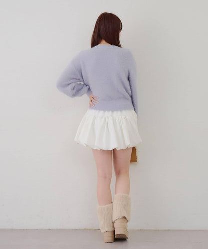 蝴蝶結圖案毛絨針織衫