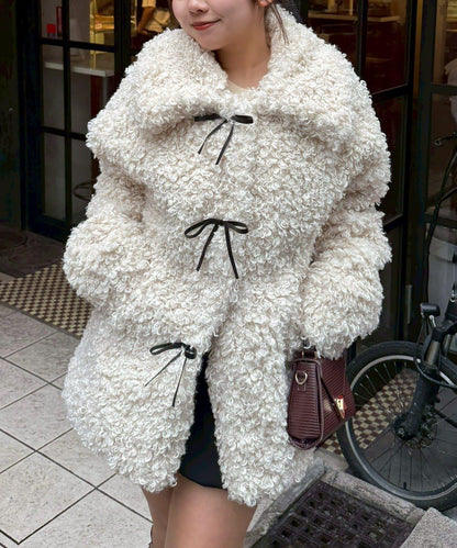 【可選兩種長度！】多功能蝴蝶結短絨夾克【官網！】