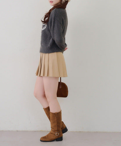 蝴蝶結圖案毛絨針織衫