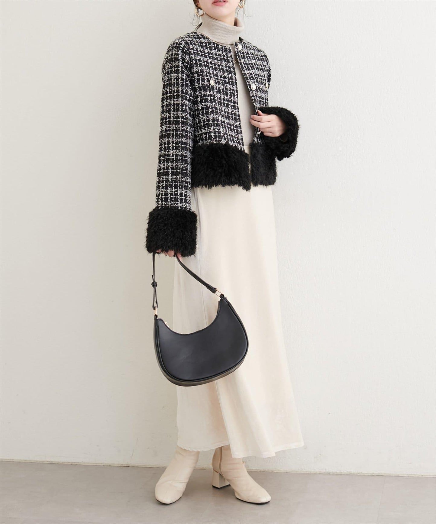 長毛絨花呢夾克