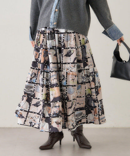 【NAO】藝術圖案喇叭裙