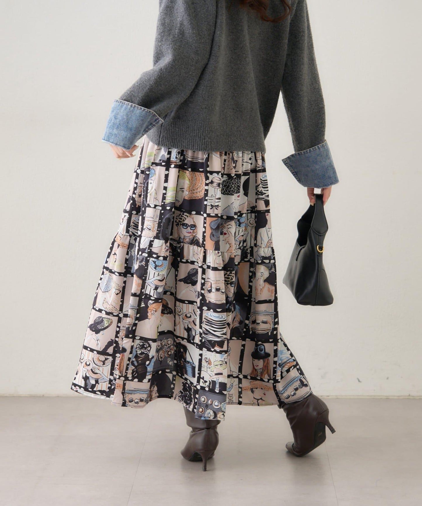 【NAO】藝術圖案喇叭裙