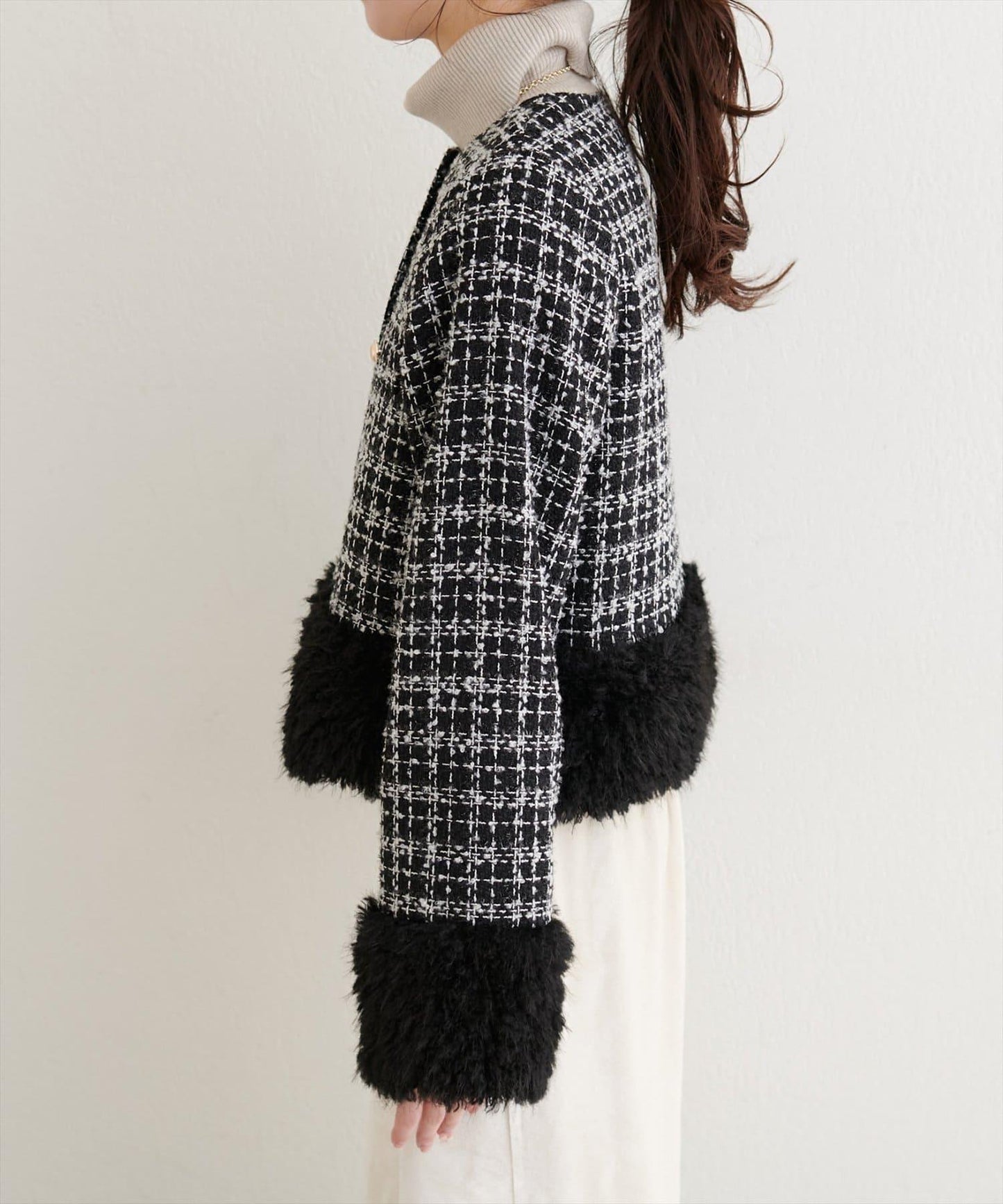 長毛絨花呢夾克