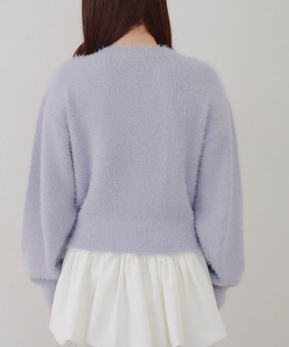 蝴蝶結圖案毛絨針織衫