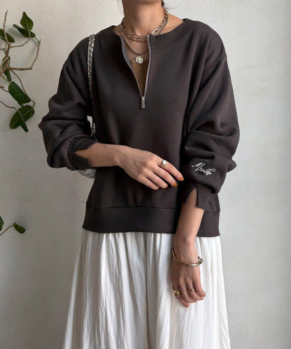 半拉鍊拼接連衣裙