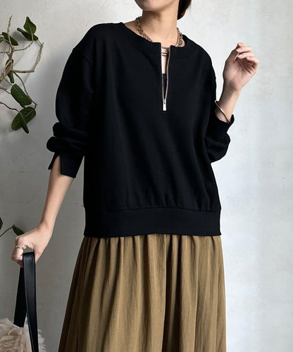 半拉鍊拼接連衣裙