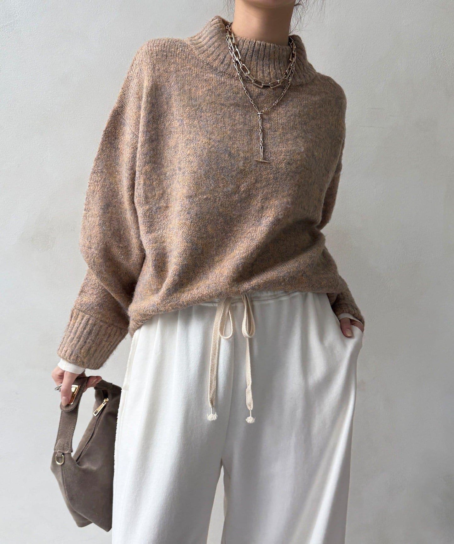 MIX長絨高領套頭衫