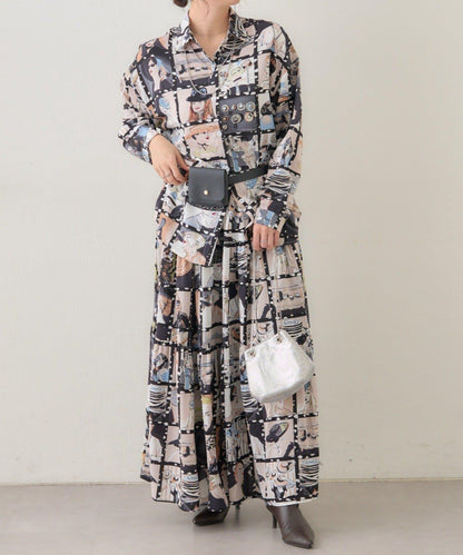 【NAO】藝術圖案喇叭裙