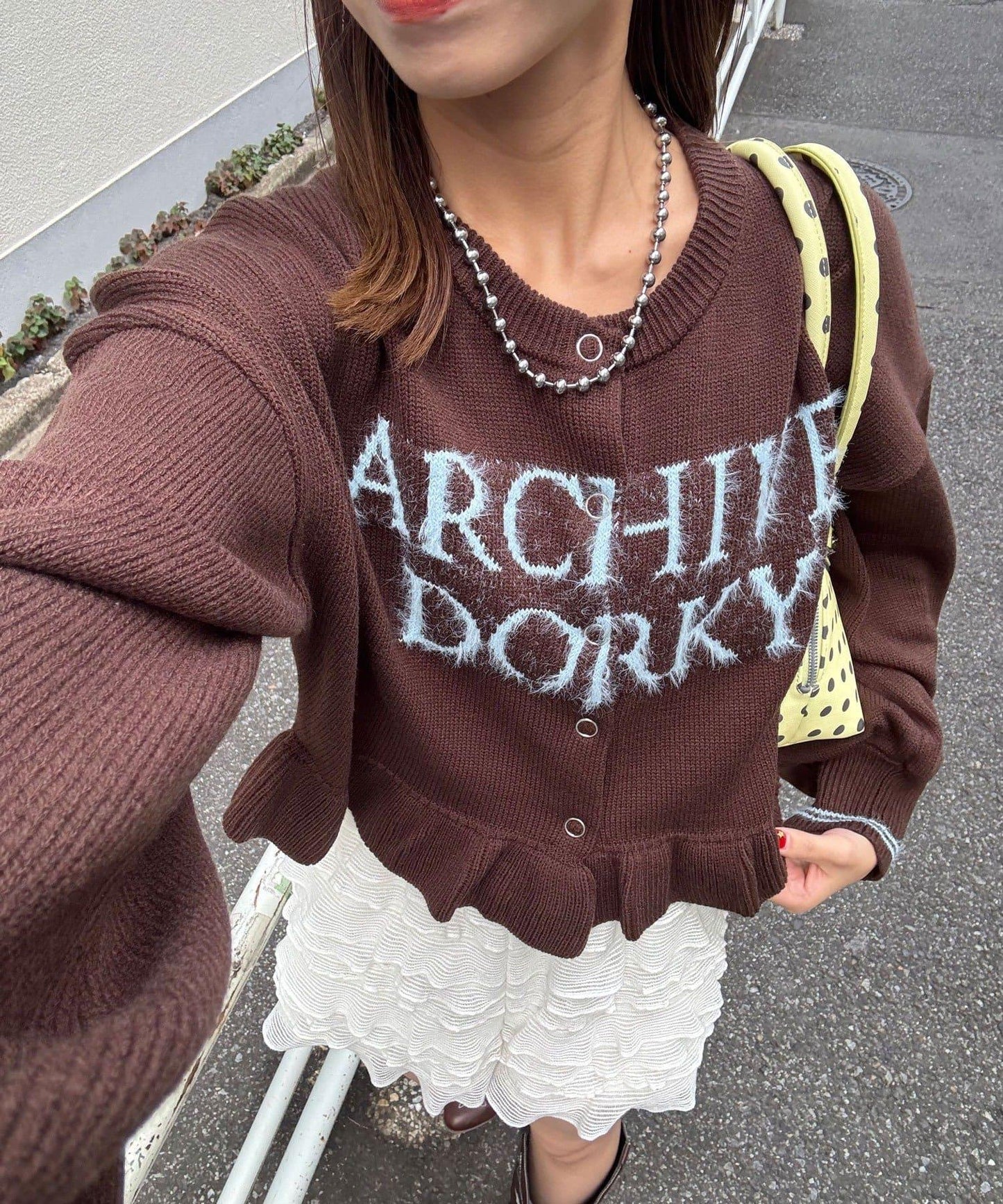 拼色流蘇標誌荷葉邊針織開衫