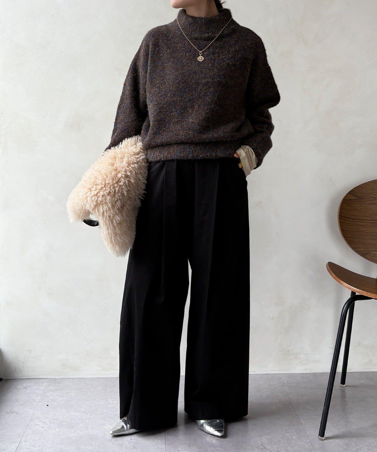 MIX長絨高領套頭衫