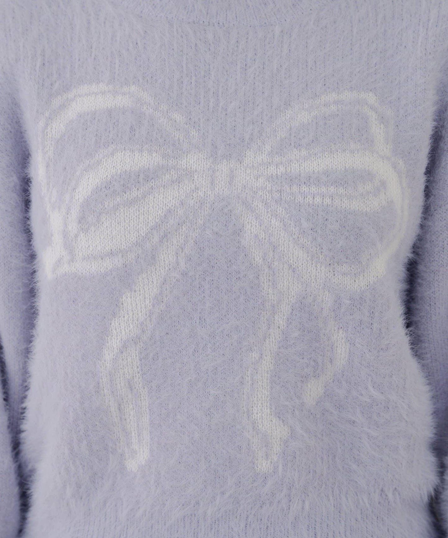 蝴蝶結圖案毛絨針織衫