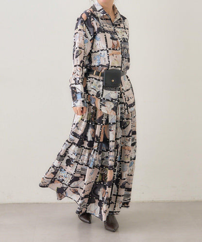 【NAO】藝術圖案喇叭裙