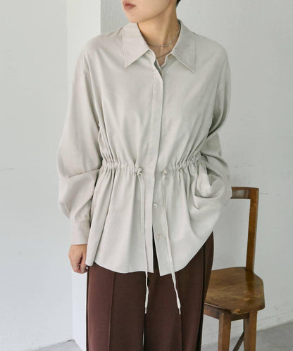 可調節廓形抽繩麂皮長款上衣/麂皮襯衫【SUM1 STYLE】