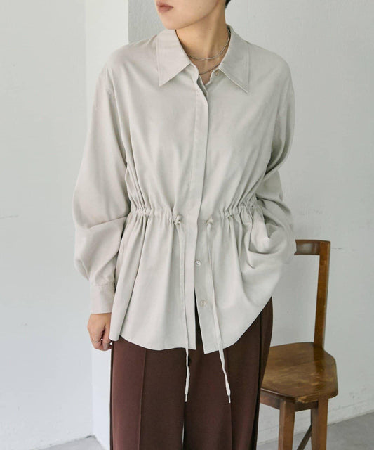 可調節廓形抽繩麂皮長款上衣/麂皮襯衫【SUM1 STYLE】