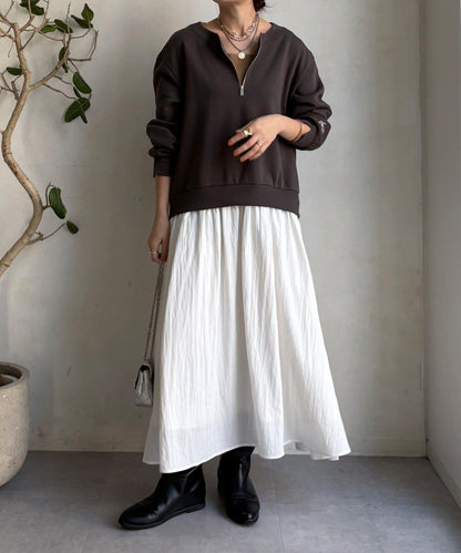 半拉鍊拼接連衣裙