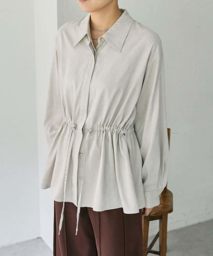 可調節廓形抽繩麂皮長款上衣/麂皮襯衫【SUM1 STYLE】