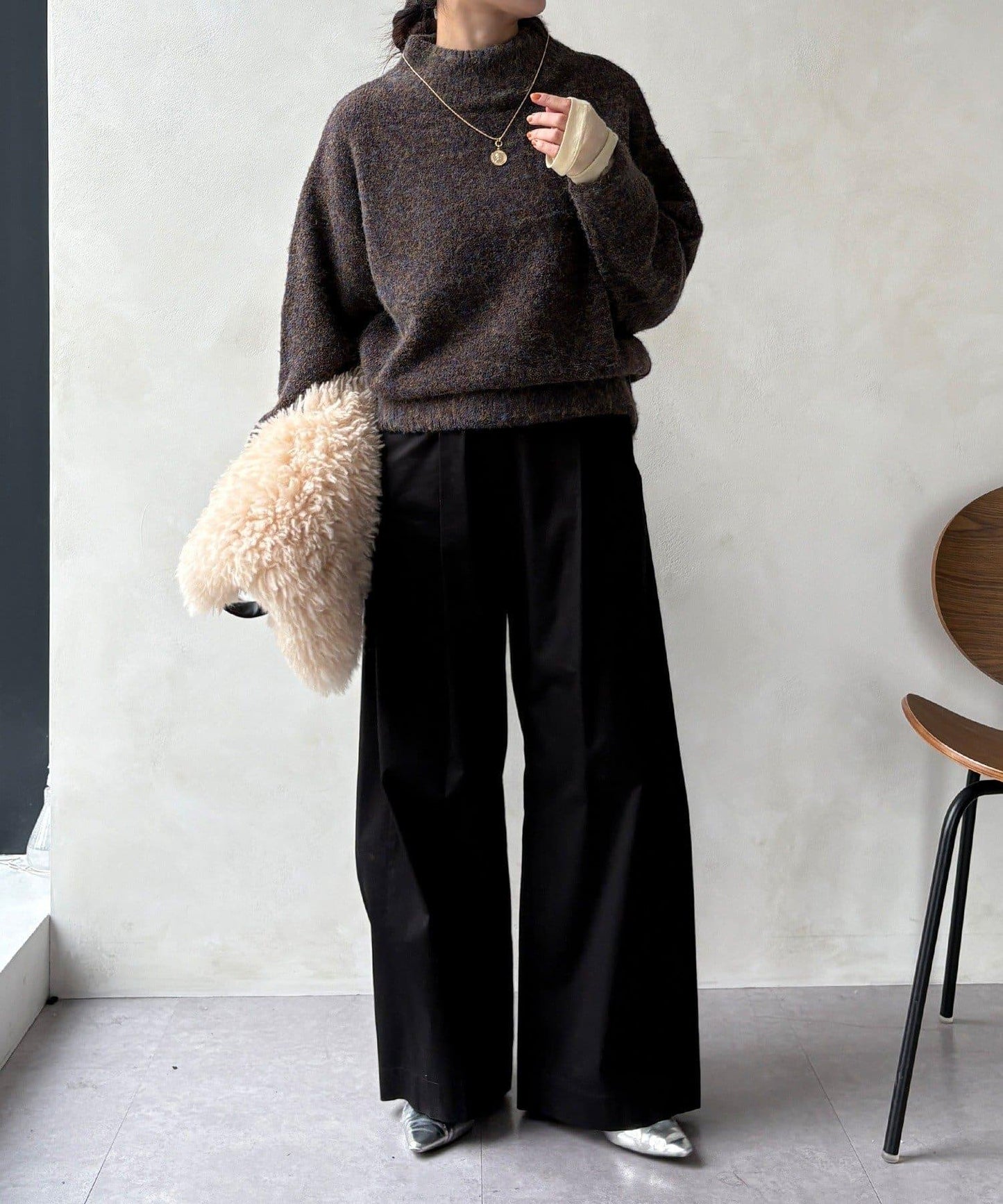 MIX長絨高領套頭衫