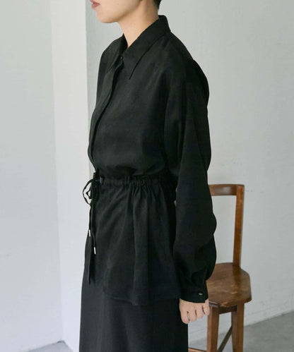 可調節廓形抽繩麂皮長款上衣/麂皮襯衫【SUM1 STYLE】
