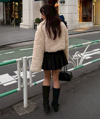 【可選兩種長度！】多功能蝴蝶結短絨夾克【官網！】