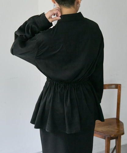 可調節廓形抽繩麂皮長款上衣/麂皮襯衫【SUM1 STYLE】