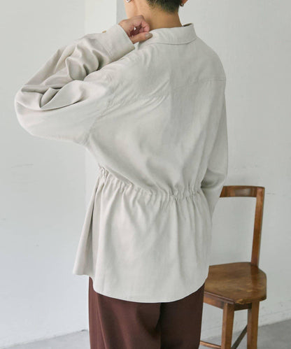 可調節廓形抽繩麂皮長款上衣/麂皮襯衫【SUM1 STYLE】