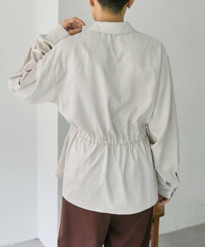 可調節廓形抽繩麂皮長款上衣/麂皮襯衫【SUM1 STYLE】