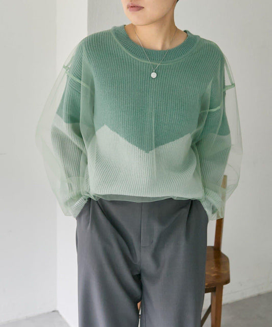 拼接設計撞色透視針織衫【SUM1 STYLE(スミスタイル)】