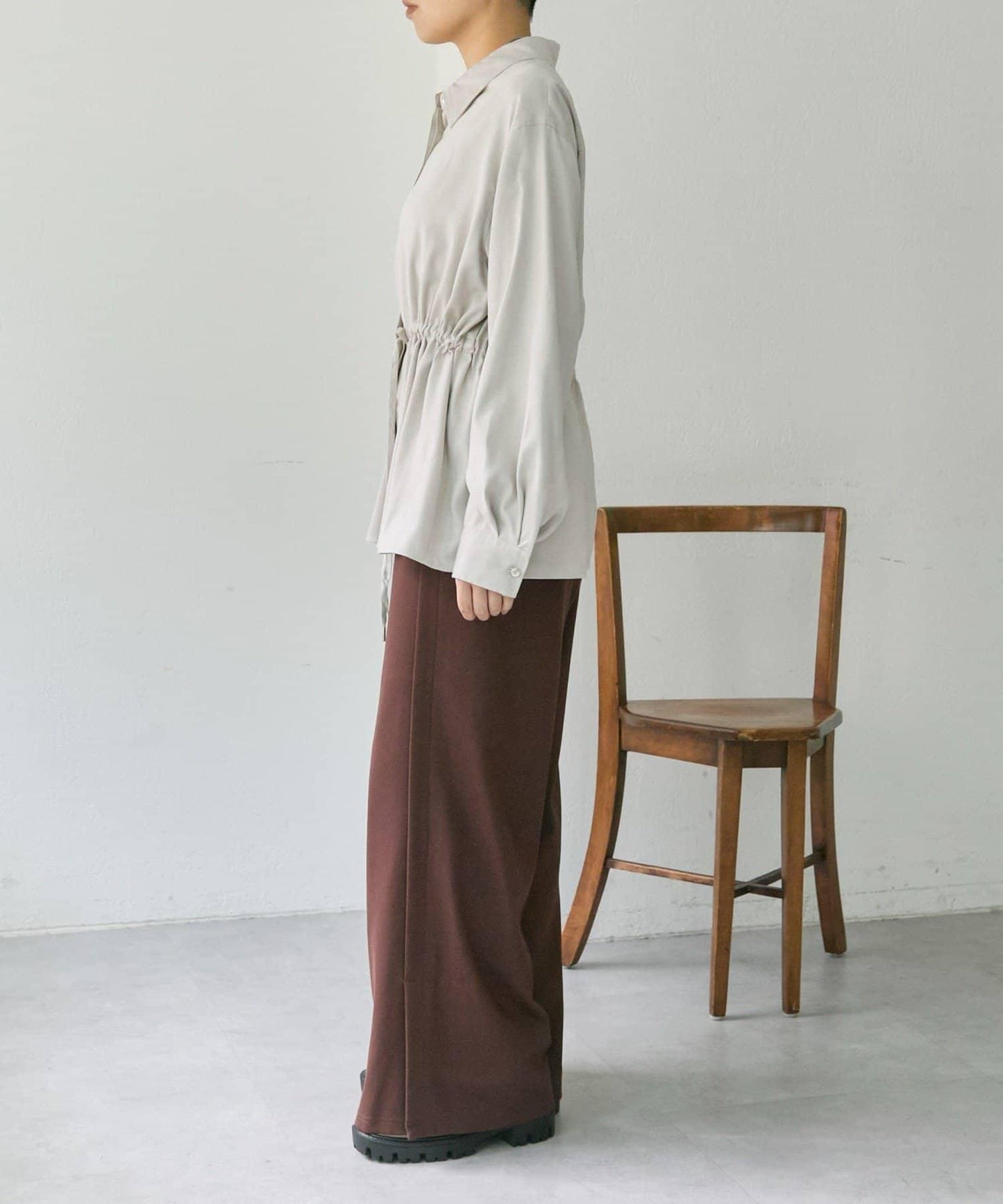 可調節廓形抽繩麂皮長款上衣/麂皮襯衫【SUM1 STYLE】