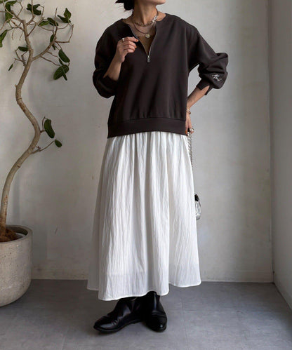 半拉鍊拼接連衣裙