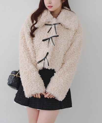 【可選兩種長度！】多功能蝴蝶結短絨夾克【官網！】