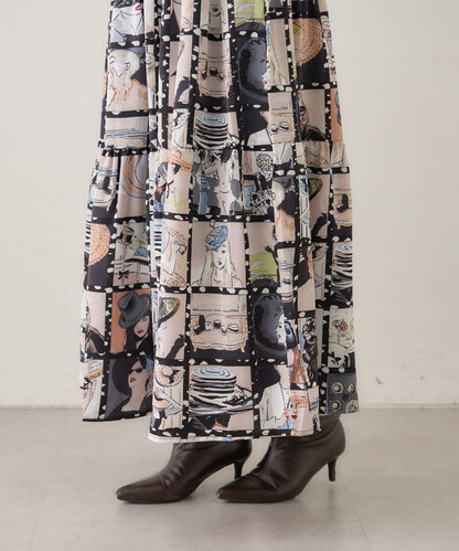 【NAO】藝術圖案喇叭裙