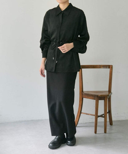 可調節廓形抽繩麂皮長款上衣/麂皮襯衫【SUM1 STYLE】